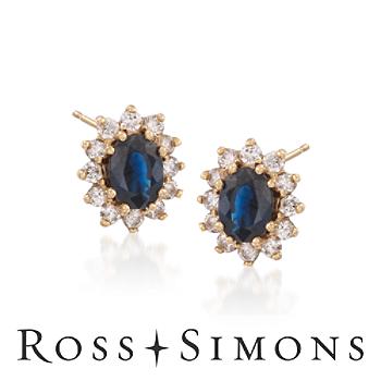C. 1990 Vintage 2.10ct t.w. Sapphire, .60ct t.w. Diamond Earrings