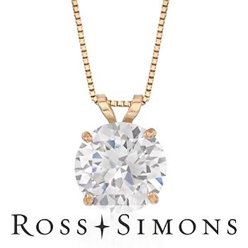 2.00 Carat CZ Pendant Necklace In 14kt Yellow Gold. 18