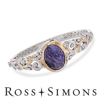 Purple Charoite, Sapphire Bangle Bracelet, Palladium. 7