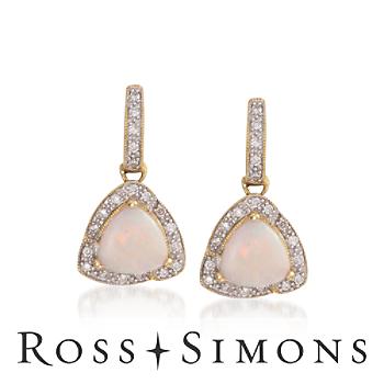 Opal and .30 ct. t.w. Diamond Drop Earrings In 18kt Yellow Gold