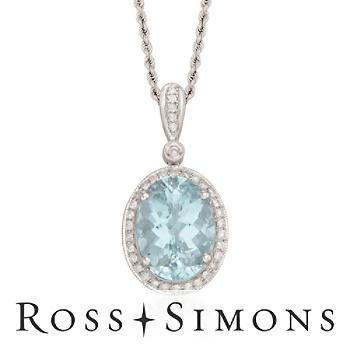 8.30ct Aquamarine, .35ct t.w. Diamond Pendant Necklace. 18