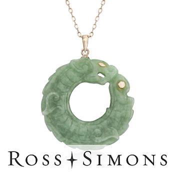 Jade Dragon Circle Pendant Necklace In 14kt Yellow Gold. 18