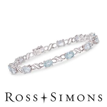 8.30 ct. t.w. Aquamarine Bracelet In Sterling Silver. 7.5"