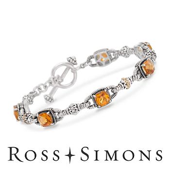 5.15.ct t.w. Citrine Bracelet In Silver, 14kt Yellow Gold. 7