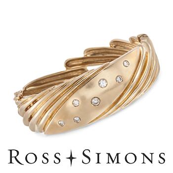 C. 1990 Vintage .75ct t.w. Diamond Bangle Bracelet In Gold. 6.5