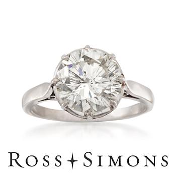 C. 1980 Vintage 3.49 Carat Diamond Solitaire Ring In Platinum. Size 7