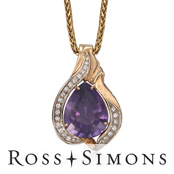 C.1980 Vintage 27.00ct Amethyst Pendant Necklace, Diamonds. 18