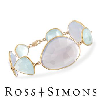 Free-Form Aquamarine, Chalcedony Bracelet In Gold. 7.5