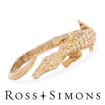 Alligator Wrap Bracelet, Emeralds in 18kt Over Bracelet. 7"