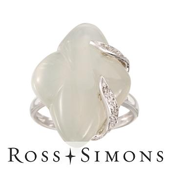 Moonstone Ring With Diamonds in Sterling Silver silver moonstone ring