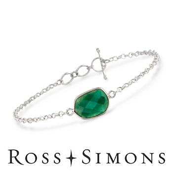 5.60 Carat Emerald Bracelet in Sterling Silver. 7.5"