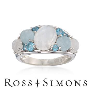 Moonstone and 2.35 ct. t.w. Mixed Gem Ring in Sterling Silver silver moonstone ring