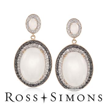 .95ct t.w. Black, White Diamond, Moonstone Earrings in Gold