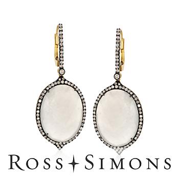 Gray Moonstone and 1.65 ct. t.w. Diamond Earrings in Sterling Silver gray moonstone earrings, grey moonstone earrings