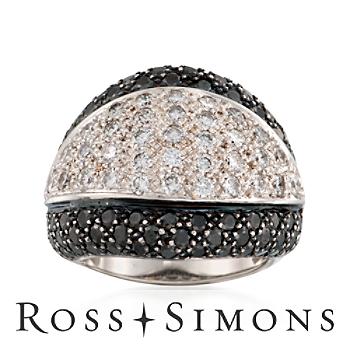 C. 1990 Vintage 3.75ct t.w. Black, White Pave Diamond Ring. Size 6.5 white and black diamond rings