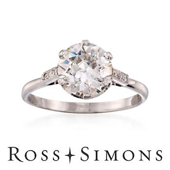 C. 1990 Vintage 2.36 ct. t.w. Diamond Ring in Platinum. Size 8.25