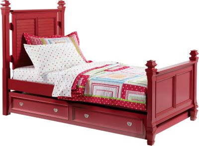 Belmar Red Twin Poster Bed