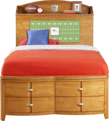 NFL Broncos Touchdown Honey Full Bookcase Storage Bed