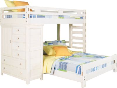 Creekside White Wash Twin/Full Student Loft Bed w/Chest