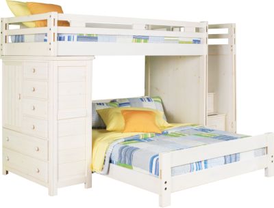 Creekside White Wash Twin/Full Step Bunk Bed w/Chest