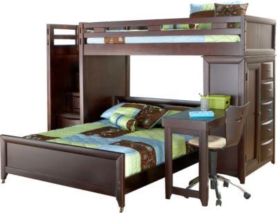 Ivy League Twin/Full Step Loft w/Chest & Desk Attachment