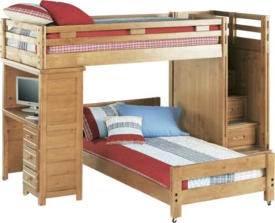 Creekside Taffy Twin/Twin Step Bunk Bed w/Desk