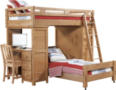 Creekside Taffy Twin/Twin Student Loft Bed w/Desk & Chest
