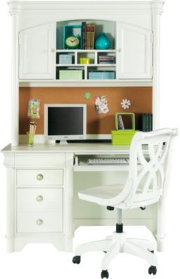 Oberon White Computer Desk and Hutch