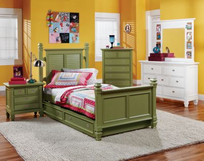 Belmar Green 4 Pc Twin Poster Bedroom Plus 19