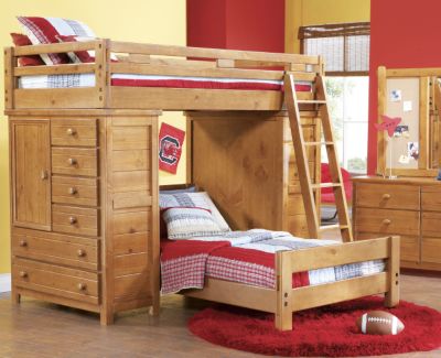 Creekside Taffy Twin/Twin Student Loft Bedroom w/Chests