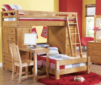 Creekside Taffy Twin/Twin Student Loft Bedroom w/Chests & Desk