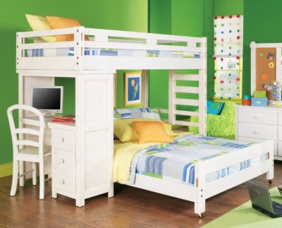 Creekside White Wash Twin/Full Student Loft Bedroom w/Desk