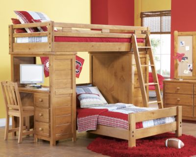 Creekside Taffy Twin/Twin Student Loft Bedroom w/Desk & Chest
