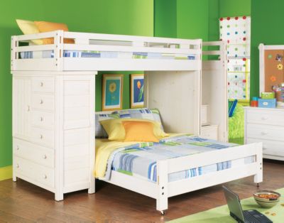 Creekside White Wash Twin/Full Step Bunk Bedroom w/Chest