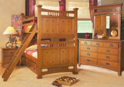 Mission Oak 3 Pc Bunk Bedroom