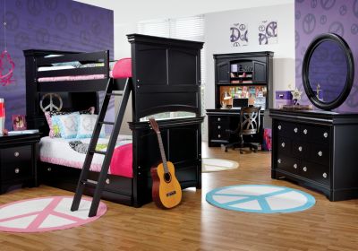 Oberon Black 4 Pc Twin/Twin Bunk Bedroom