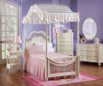 Disney Princess White 5 Pc Twin Canopy Bedroom Plus XBOX Game System