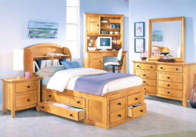 Santa Cruz Light Pine 4 Pc Twin Captain’s Bedroom