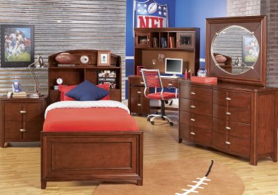 NFL Patriots Touchdown Cherry 3 Pc Twin Bookcase Bedroom
