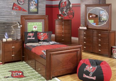NFL Buccaneers Touchdown Cherry 4 Pc Twin Panel Bedroom Plus 22