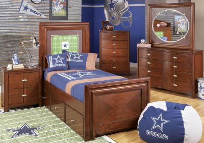 NFL Cowboys Touchdown Cherry 4 Pc Twin Panel Bedroom Plus 22