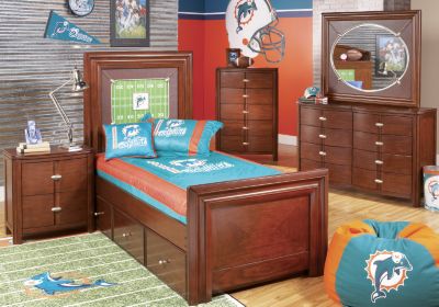 NFL Dolphins Touchdown Cherry 4 Pc Twin Panel Bedroom Plus 22