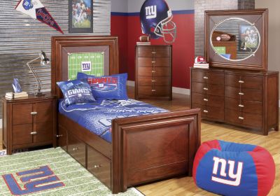 NFL Giants Touchdown Cherry 4 Pc Twin Panel Bedroom Plus 22