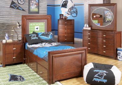 NFL Panthers Touchdown Cherry 4 Pc Twin Panel Bedroom Plus 22