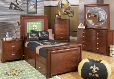 NFL Saints Touchdown Cherry 4 Pc Twin Panel Bedroom Plus 22