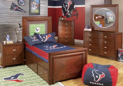 NFL Texans Touchdown Cherry 4 Pc Twin Panel Bedroom Plus 22