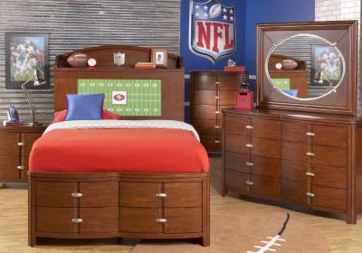 NFL 49ers Touchdown Cherry 3 Pc Twin Bookcase Storage Bedroom