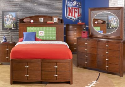 NFL Bears Touchdown Cherry 3 Pc Twin Bookcase Storage Bedroom
