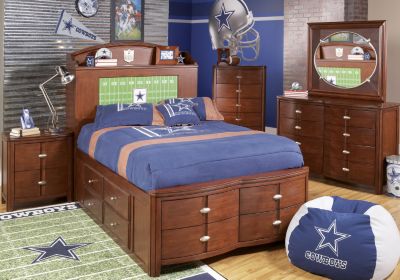 NFL Cowboys Touchdown Cherry 3 Pc Twin Bookcase Storage Bedroom