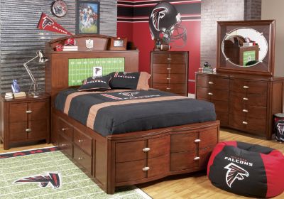 NFL Falcons Touchdown Cherry 3 Pc Twin Bookcase Storage Bedroom